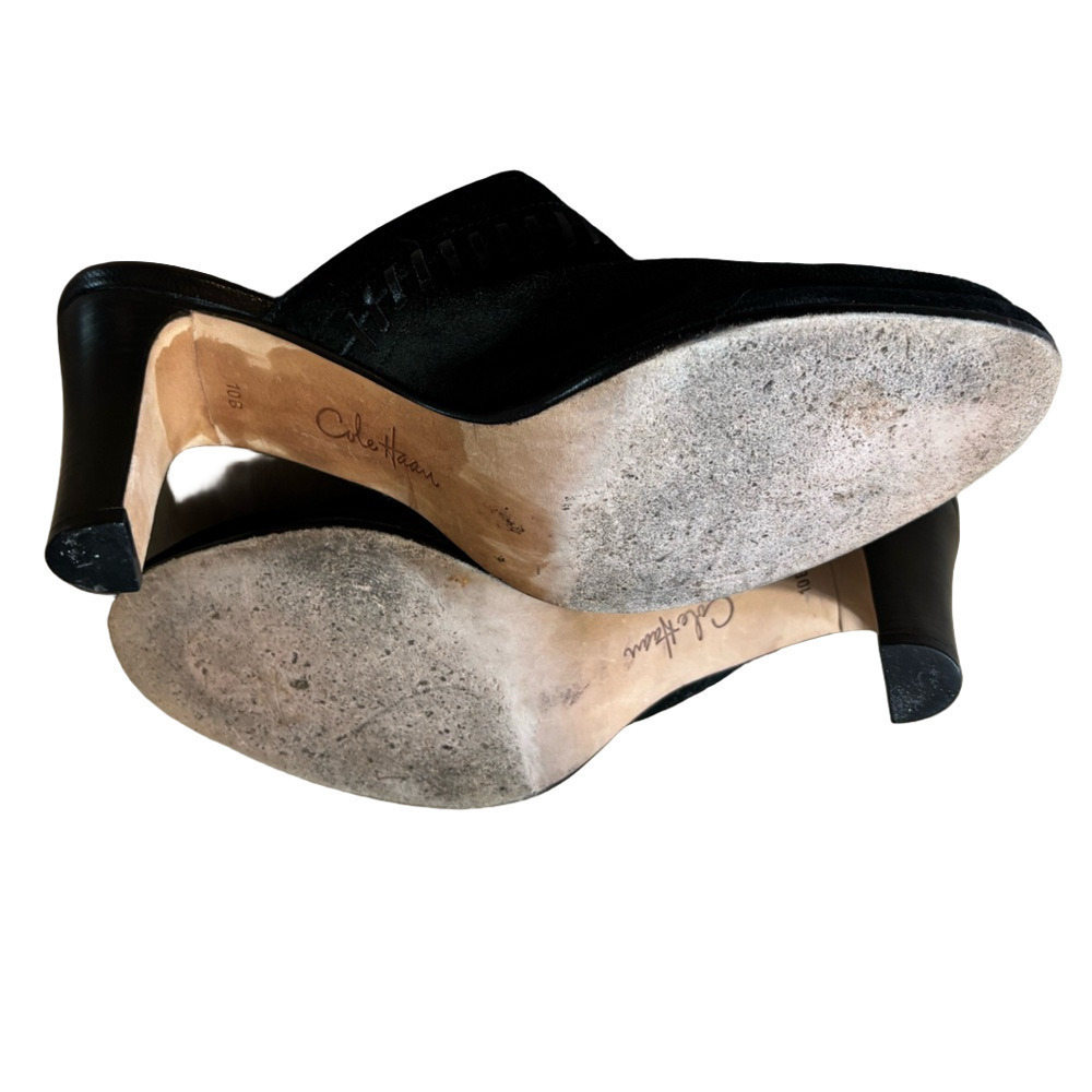 Cole Haan Women's Black Suede Mules size 10 B size 3.5” heal - Picture 6 of 7